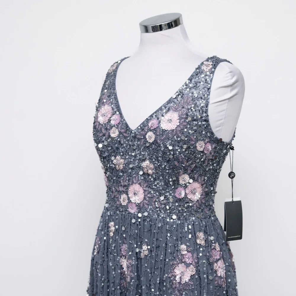 Adrianna Papell‎ - Beaded Mesh Shirred Gown